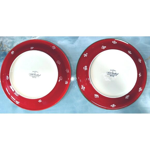 Noble Excellence Snowmates Holiday Plate Set Snowman Design Earthenware Red Gree - Picture 7 of 9